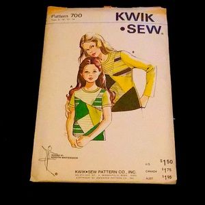 Vintage Kwik Sew T-Shirt Pattern Size 8-14.